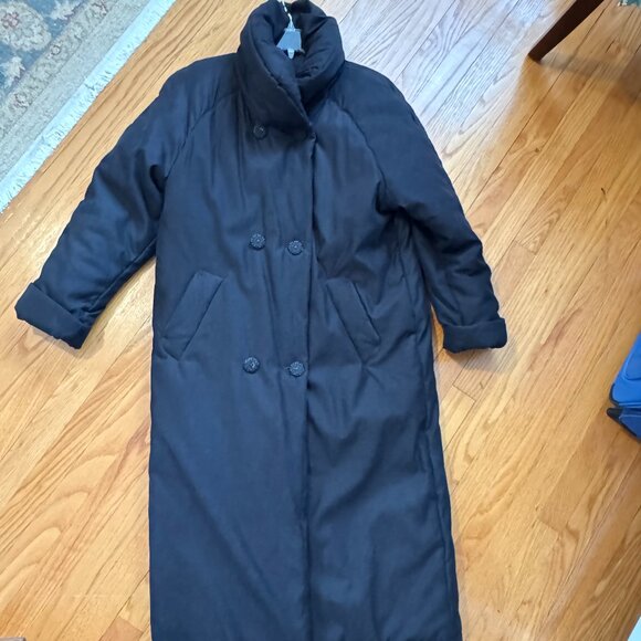Vintage one-of-a-kind black Jones New York shawl collar column maxi coat, size S - Picture 1 of 16